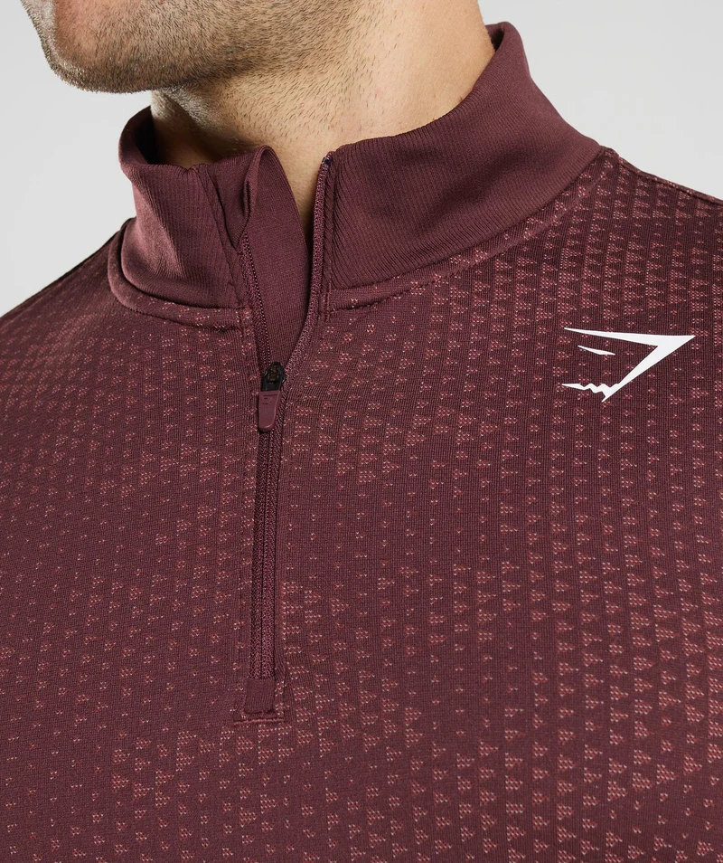 Gymshark Sport Seamless 1/4 Zip - Baked Maroon/Rosewood Red
