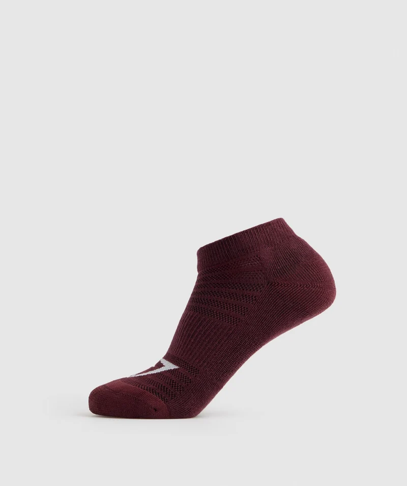 Gymshark Trainer Socks 3pk - Baked Maroon/Sweet Pink/White