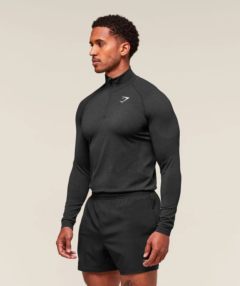 Gymshark Vital Seamless 1/4 Zip - Black/Silhouette Grey