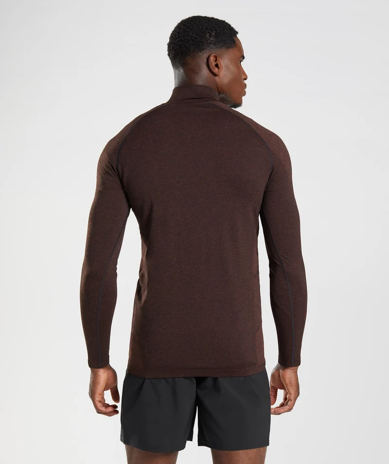 Gymshark Vital Seamless 1/4 Zip - Cherry Brown/Black