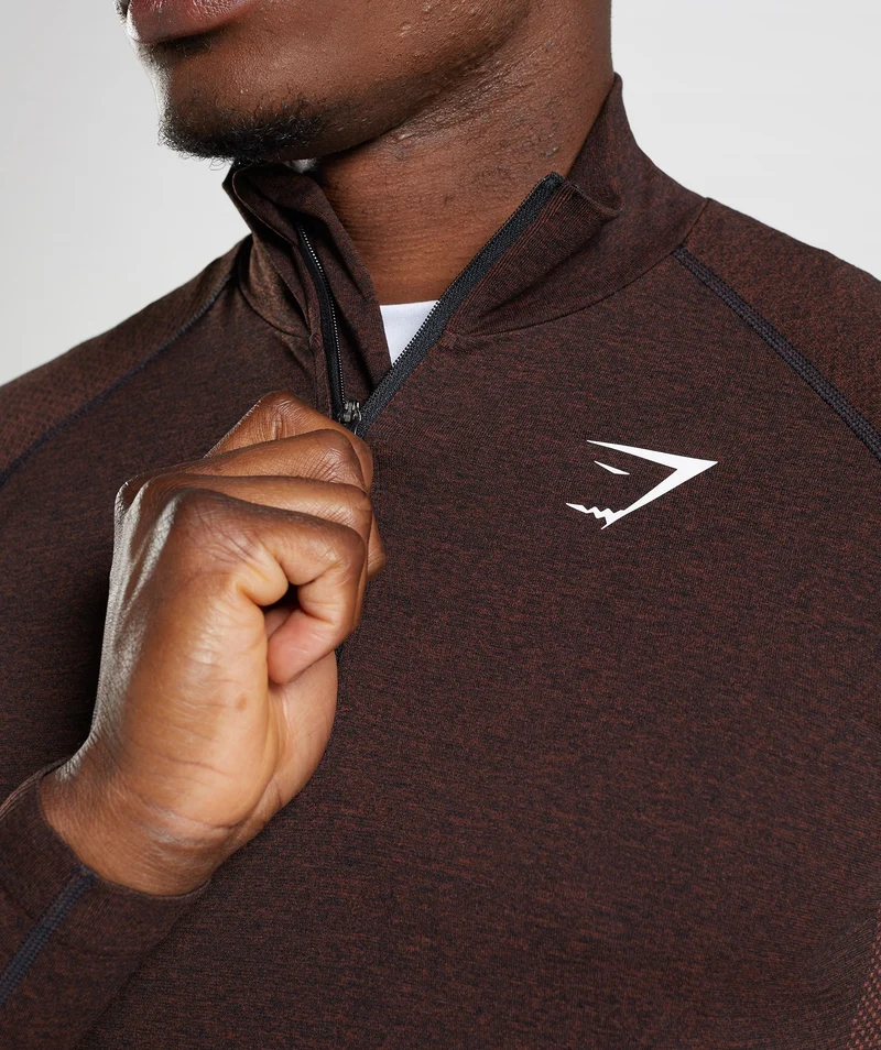 Gymshark Vital Seamless 1/4 Zip - Cherry Brown/Black