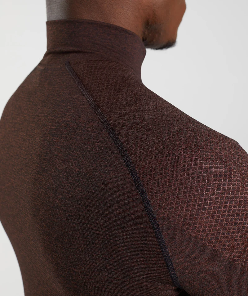 Gymshark Vital Seamless 1/4 Zip - Cherry Brown/Black