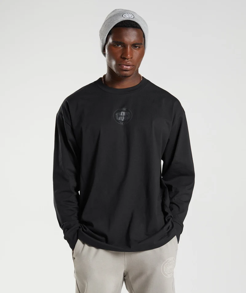 Gymshark GS 10 Year Oversized Long Sleeve T-Shirt - Black