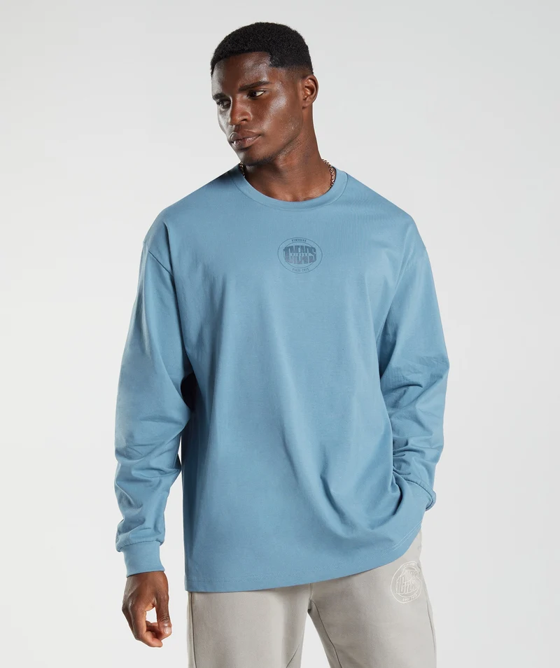 Gymshark GS 10 Year Oversized Long Sleeve T-Shirt - Blue