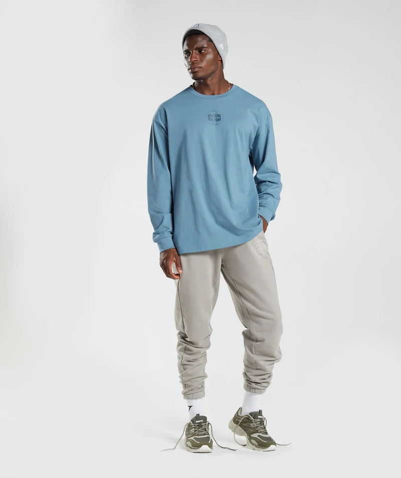 Gymshark GS 10 Year Oversized Long Sleeve T-Shirt - Blue