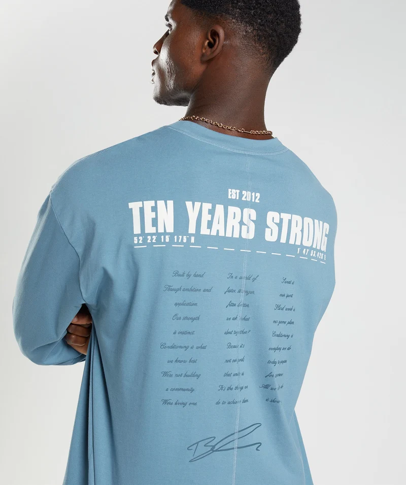 Gymshark GS 10 Year Oversized Long Sleeve T-Shirt - Blue