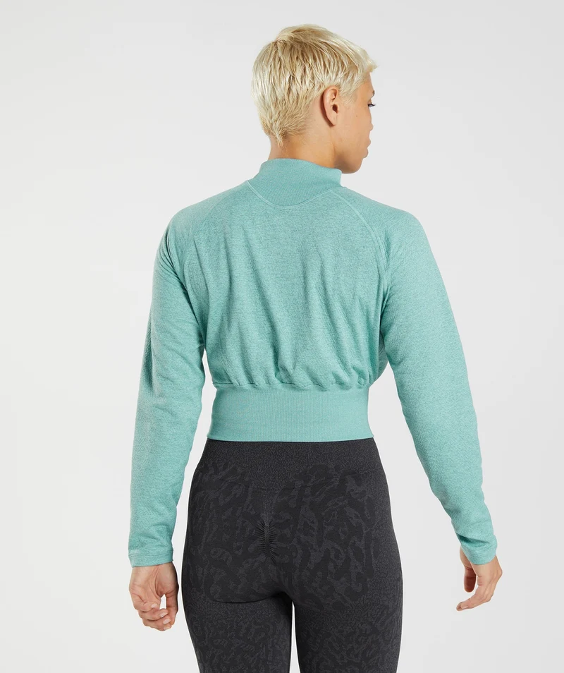 Gymshark 315 Long Sleeve Warmup Top - Pearl Blue/Winter Teal Marl