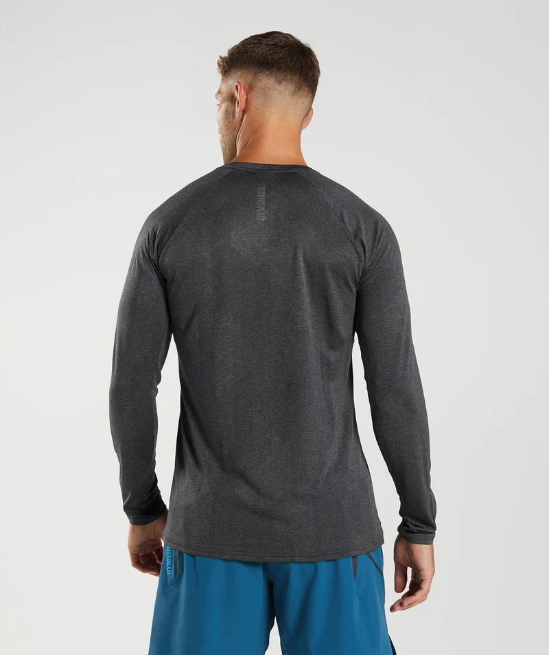 Gymshark Apex Long Sleeve T-shirt - Black/Silhouette Grey