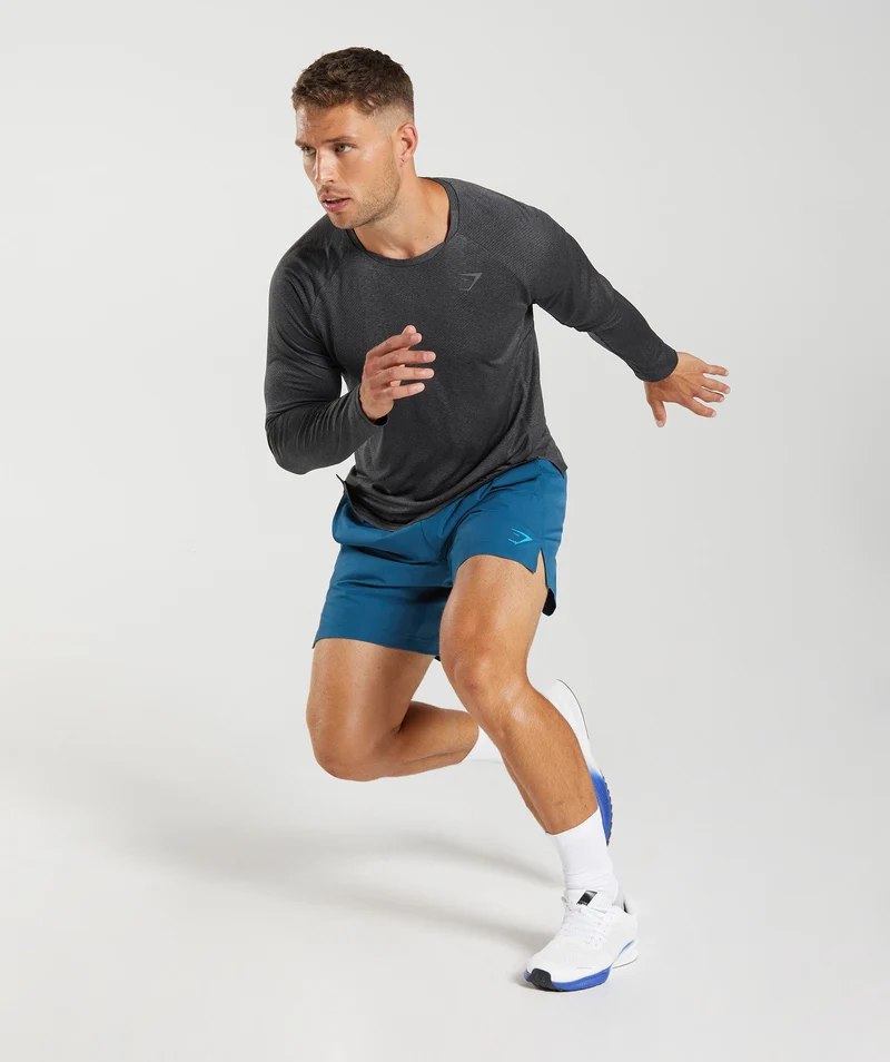 Gymshark Apex Long Sleeve T-shirt - Black/Silhouette Grey
