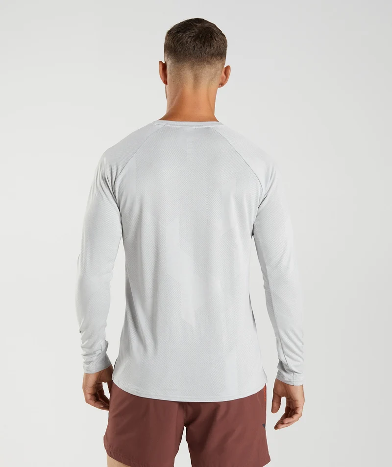 Gymshark Apex Long Sleeve T-shirt - Light Grey/White