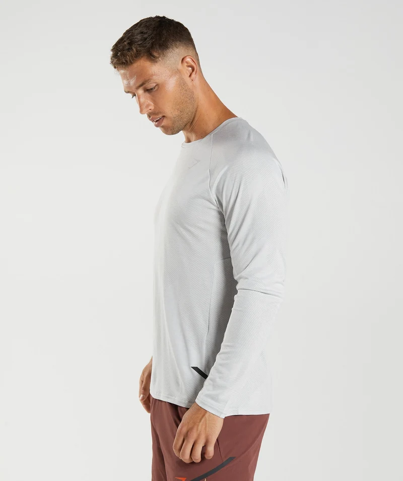 Gymshark Apex Long Sleeve T-shirt - Light Grey/White