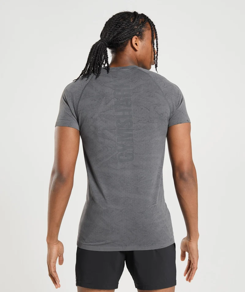Gymshark Geo Seamless T-Shirt - Charcoal Grey/Black