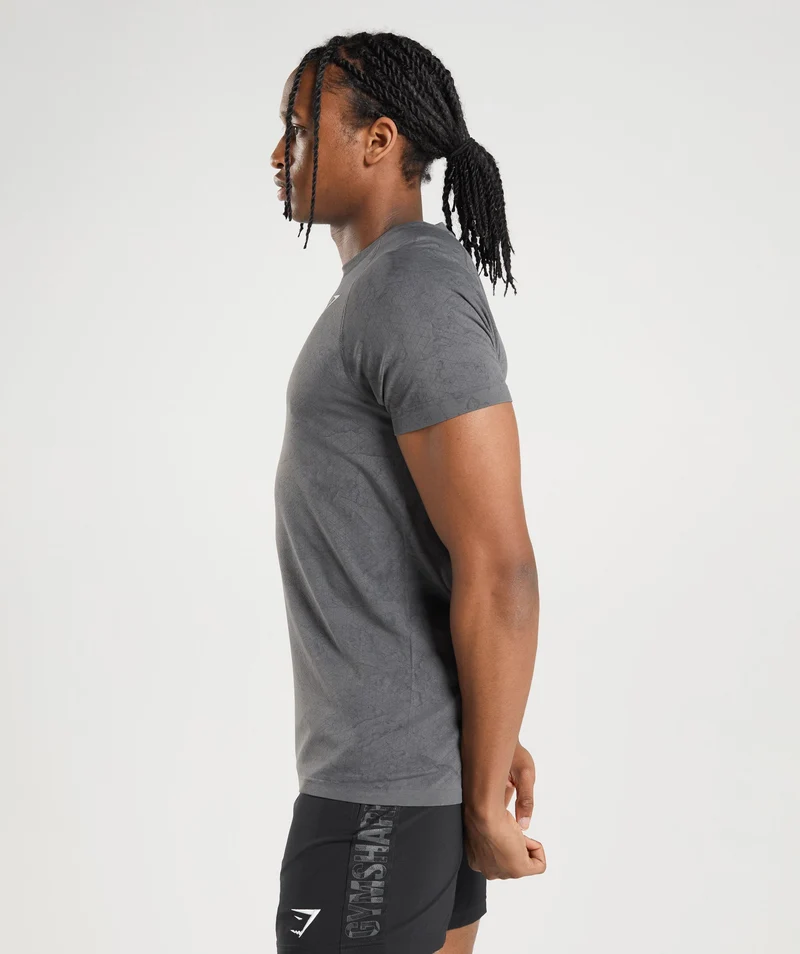 Gymshark Geo Seamless T-Shirt - Charcoal Grey/Black