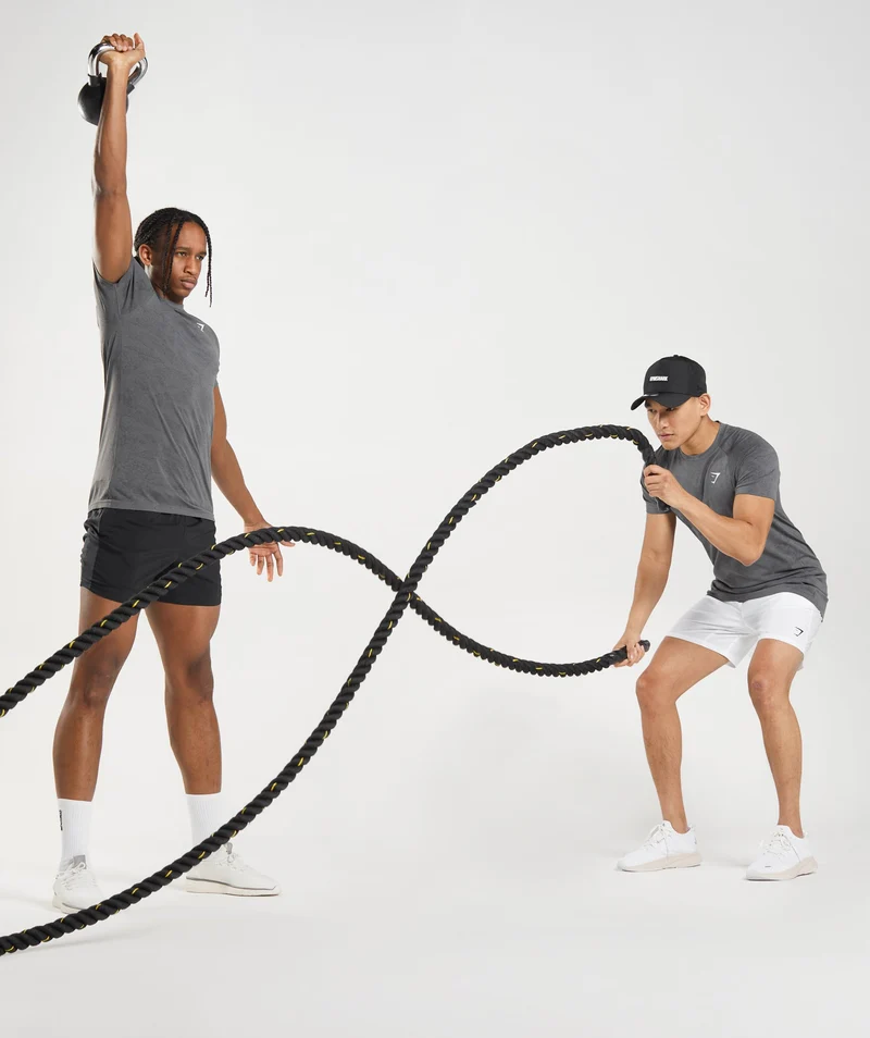 Gymshark Geo Seamless T-Shirt - Charcoal Grey/Black