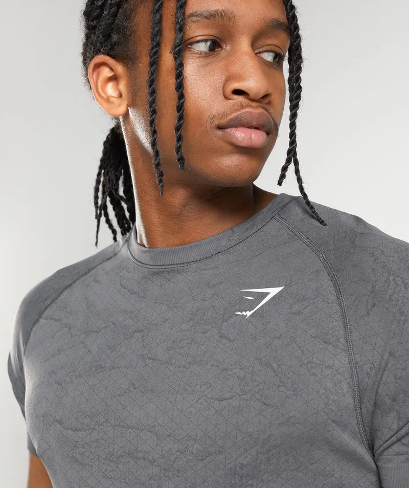Gymshark Geo Seamless T-Shirt - Charcoal Grey/Black