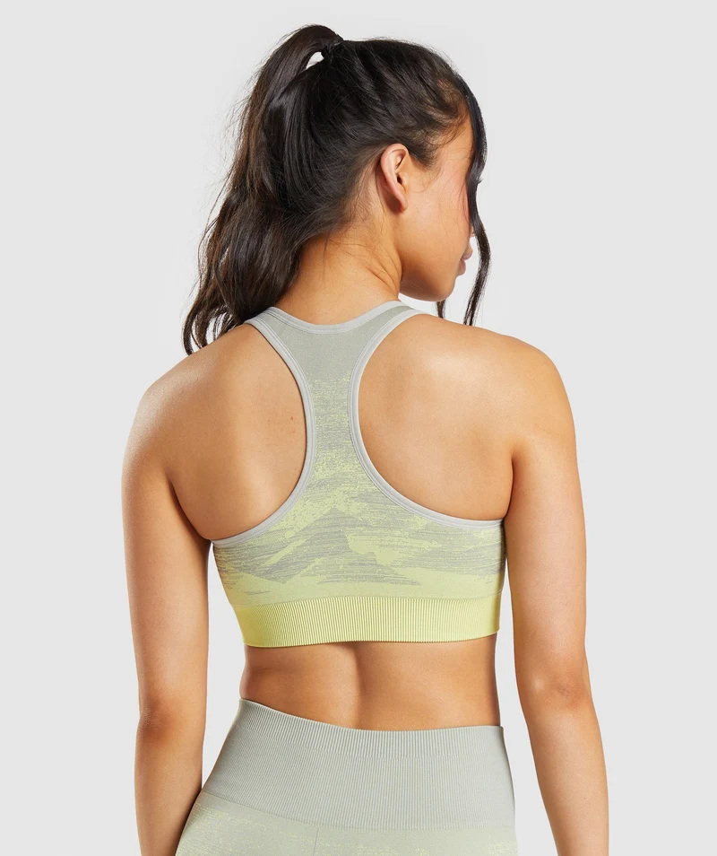 Gymshark Adapt Ombre Seamless Sports Bra - Triangle | Taupe Grey Print