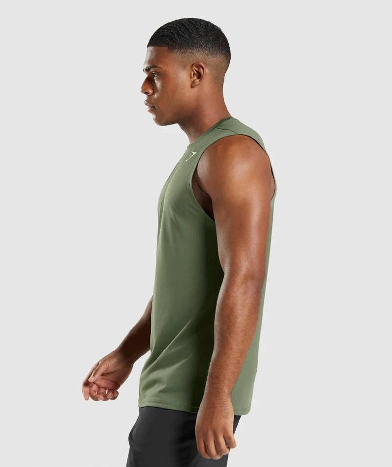 Gymshark Arrival Sleeveless T-Shirt - Core Olive