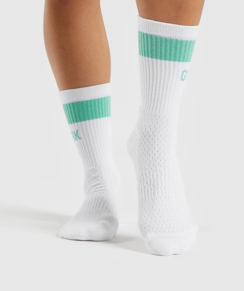 Gymshark Premium Logo Crew Socks - White