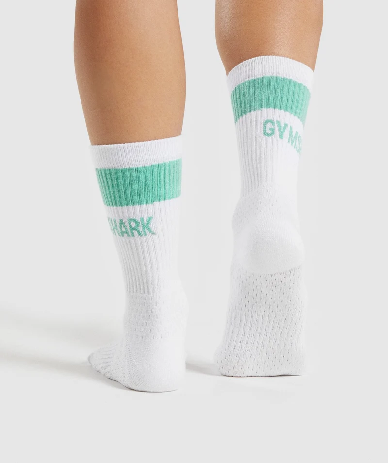 Gymshark Premium Logo Crew Socks - White