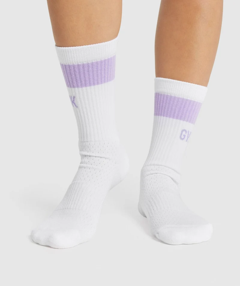 Gymshark Premium Logo Crew Socks - White