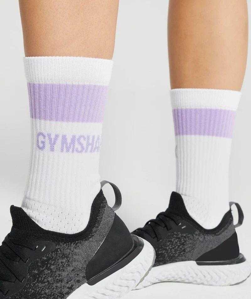 Gymshark Premium Logo Crew Socks - White