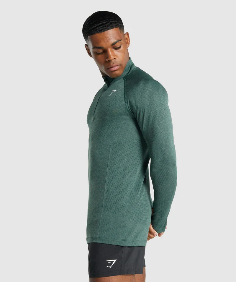 Gymshark Vital 1/4 Zip - Obsidian Green Marl