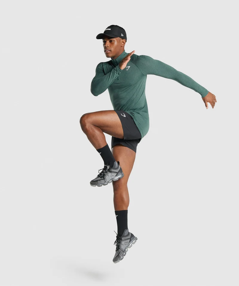 Gymshark Vital 1/4 Zip - Obsidian Green Marl