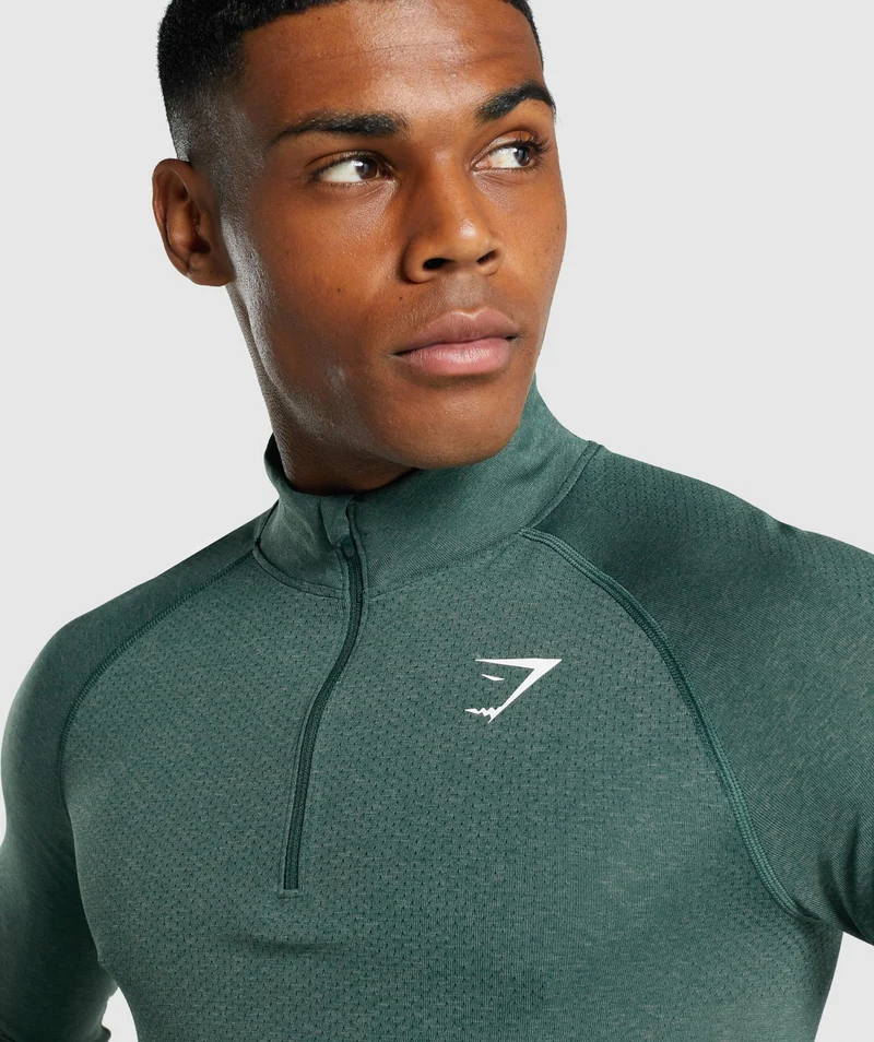 Gymshark Vital 1/4 Zip - Obsidian Green Marl