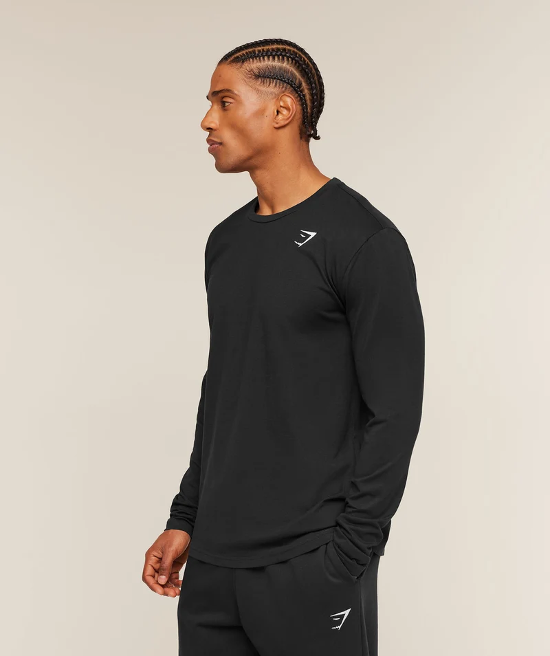 Gymshark Crest Long Sleeve T-Shirt - Black