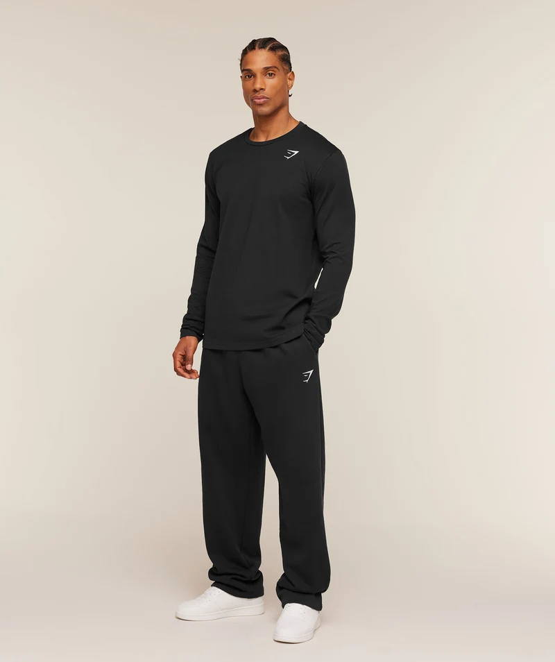 Gymshark Crest Long Sleeve T-Shirt - Black