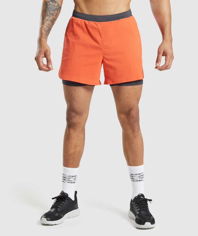 Gymshark Speed Evolve 5" 2-in-1 Shorts - Papaya Orange