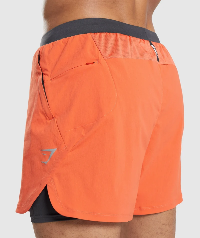 Gymshark Speed Evolve 5" 2-in-1 Shorts - Papaya Orange