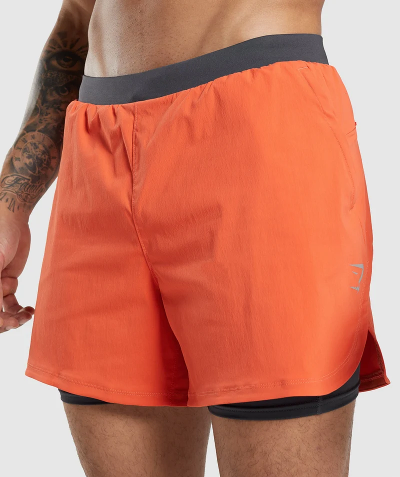 Gymshark Speed Evolve 5" 2-in-1 Shorts - Papaya Orange