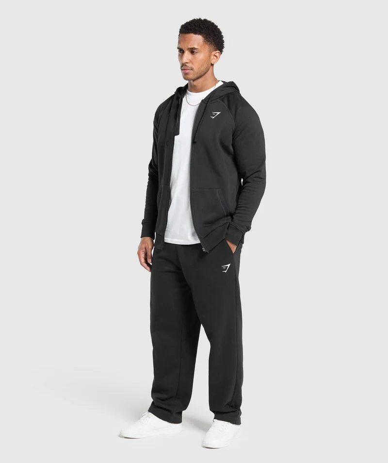 Gymshark Crest Zip Up Hoodie - Black