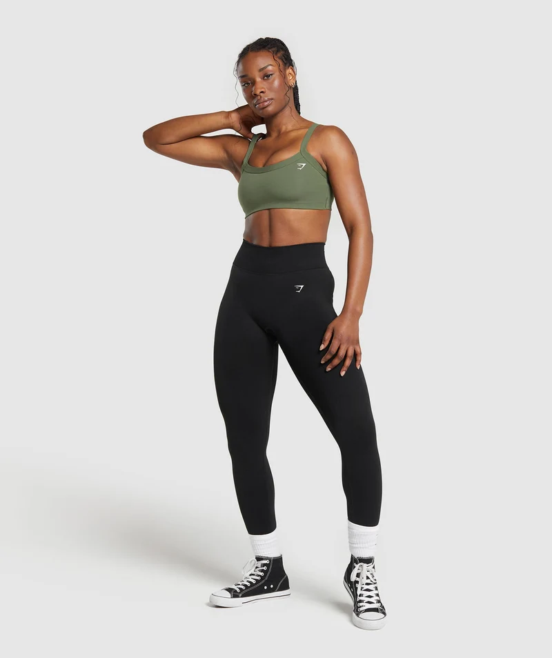 Gymshark Cotton Lifting Sports Bra - Core Olive
