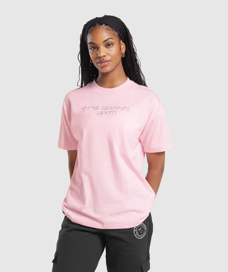 Gymshark Its Giving Gym Oversized T-Shirt - Dolly Pink