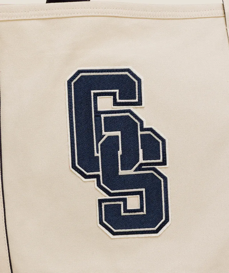 Gymshark Collegiate Tote Bag - Heavy Blue/Oat White/Athletic Burgundy