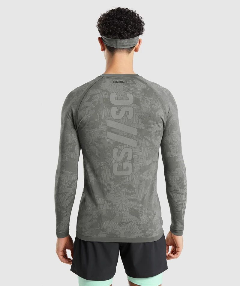 Gymshark Steve Cook Long Sleeve Seamless T-Shirt - Charcoal Grey/Smokey Grey