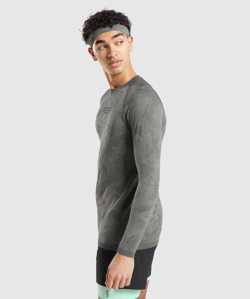 Gymshark Steve Cook Long Sleeve Seamless T-Shirt - Charcoal Grey/Smokey Grey