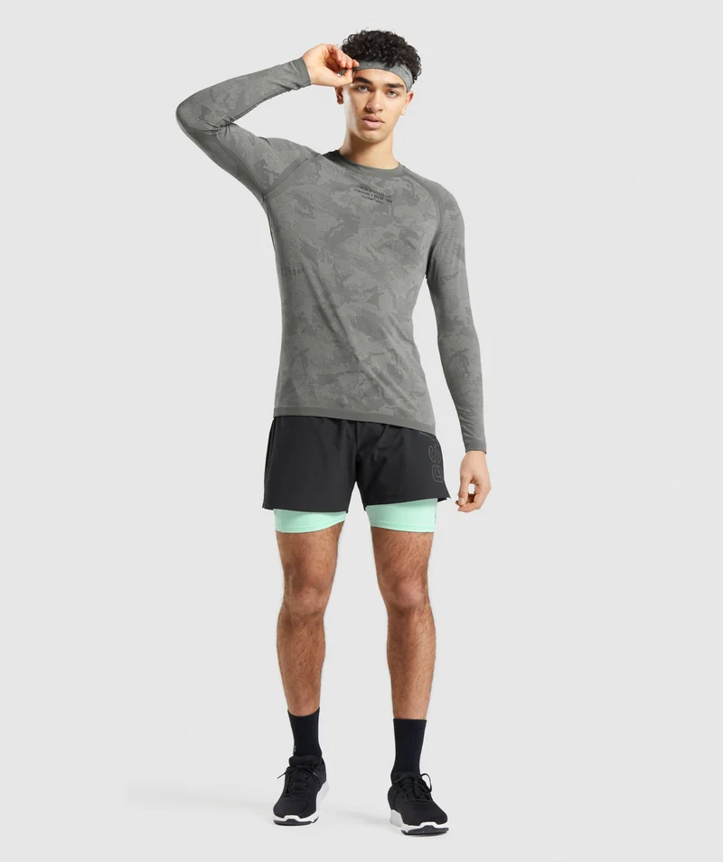Gymshark Steve Cook Long Sleeve Seamless T-Shirt - Charcoal Grey/Smokey Grey