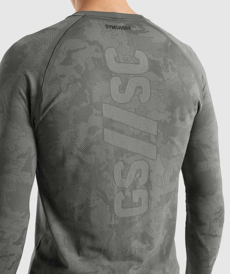 Gymshark Steve Cook Long Sleeve Seamless T-Shirt - Charcoal Grey/Smokey Grey