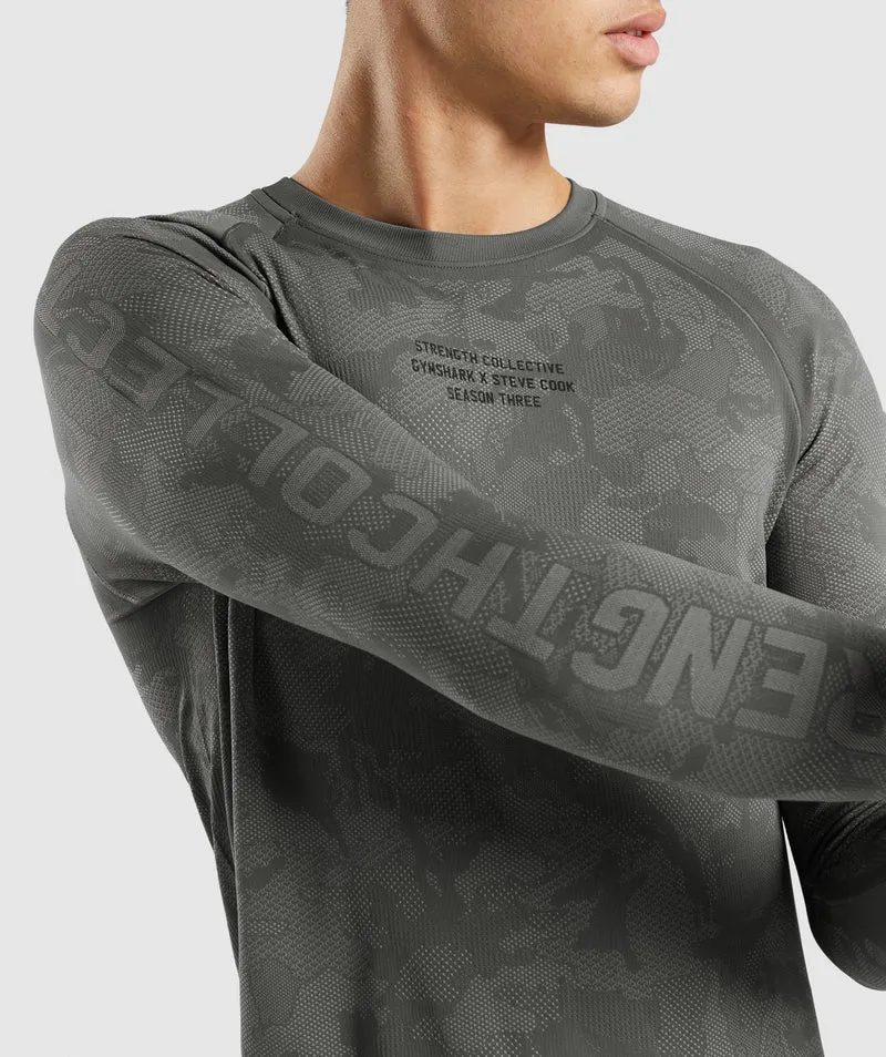 Gymshark Steve Cook Long Sleeve Seamless T-Shirt - Charcoal Grey/Smokey Grey