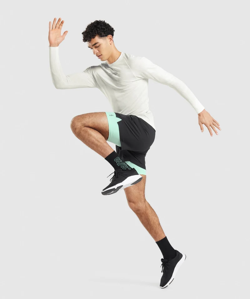 Gymshark Steve Cook Long Sleeve Seamless T-Shirt - Off White/Light Grey