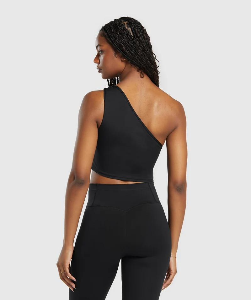 Gymshark Everyday One Shoulder Ruched Tank - Black