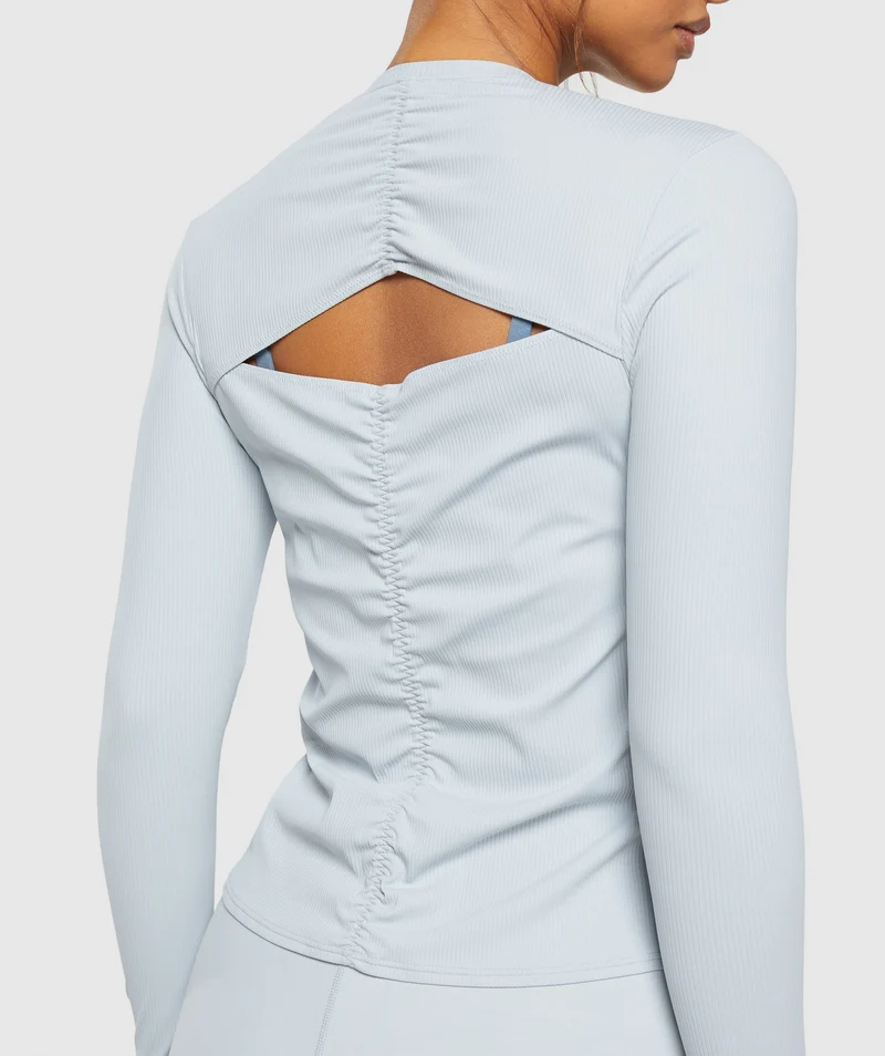 Gymshark Elevate Long Sleeve Ruched Top - Fresh Blue