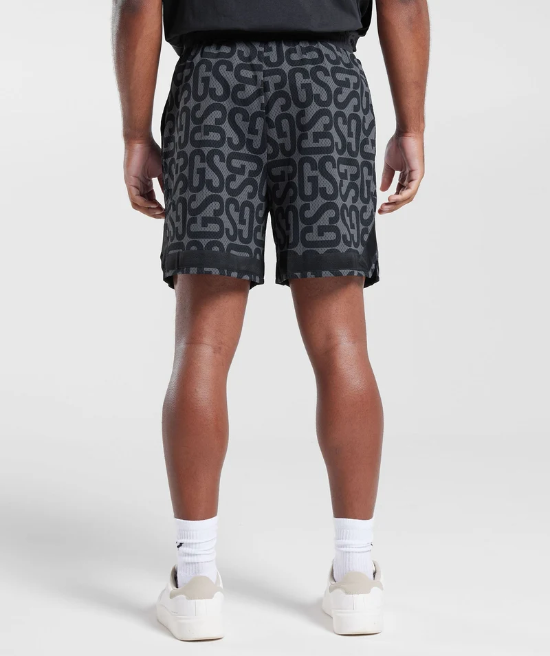 Gymshark Monogram Mesh Shorts - Black/Onyx Grey