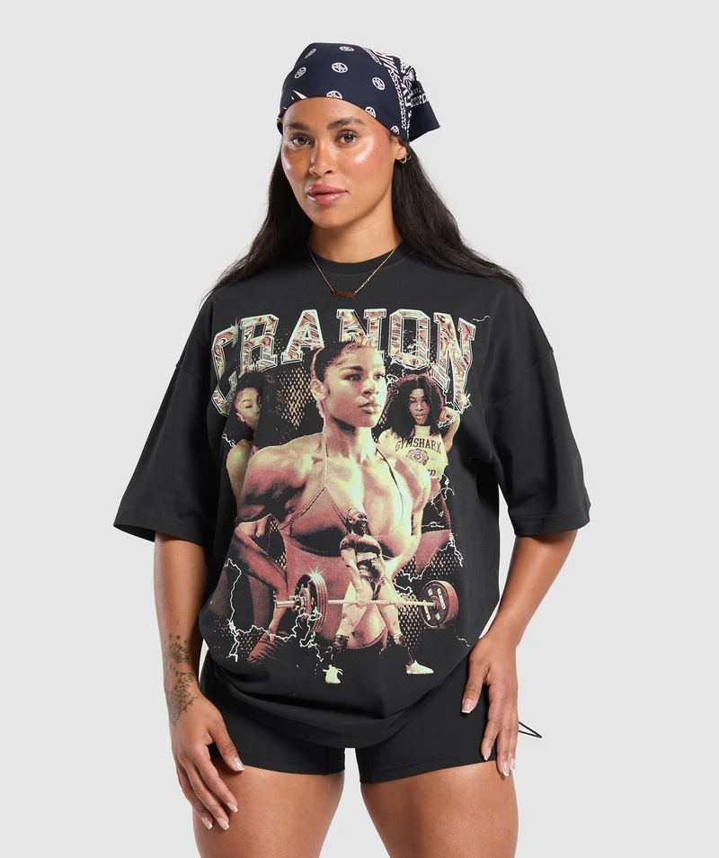 Gymshark Cranon Bootleg Graphic T-Shirt - Black