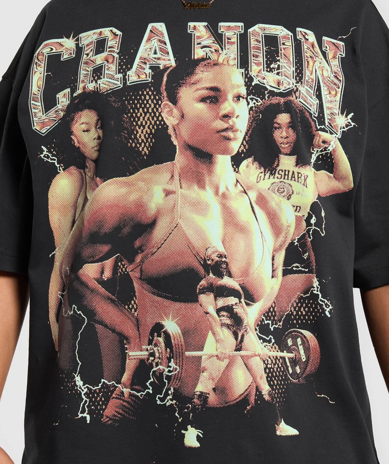 Gymshark Cranon Bootleg Graphic T-Shirt - Black