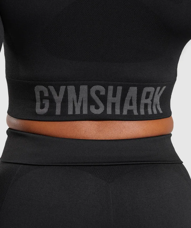 Gymshark Flex Long Sleeve Crop Top - Black