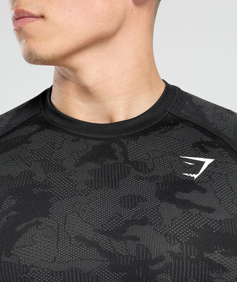 Gymshark Geo Seamless T-Shirt - Black/Charcoal Grey